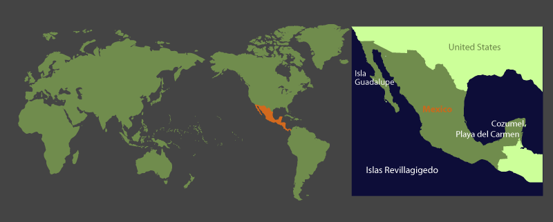 Map of Mexico's scuba diving regions
