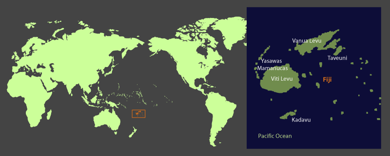 Map of Fiji scuba diving regions