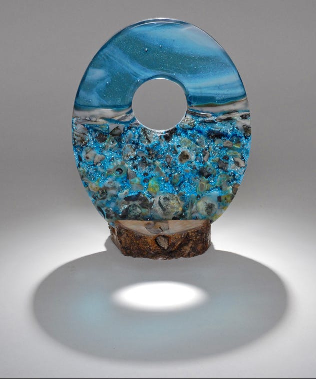 See Through Sand - Art Panel with hand crafted wood base