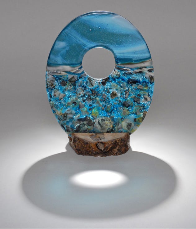 See Through Sand - Art Panel with hand crafted wood base