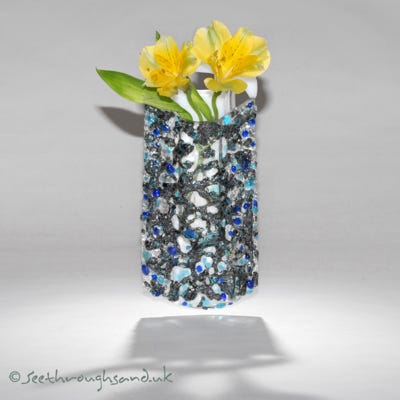 Wall hanging fused glass vases